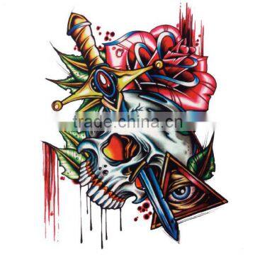 New Fashion Water Proof Big Horrific Skull Temporary Tattoo Sticker