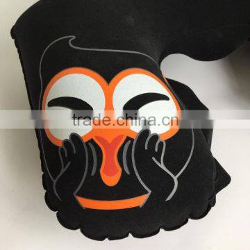 High Quality Printing Black Inflatable U-shape Neck Travel Pillow photo-3