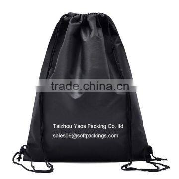 polyester drawstring backpack gym bag, draw string bag