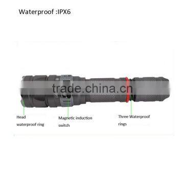 C89 Aluminum Alloy 500lumens High Power Wateroroof Rechargeable Flashlight Diving Torch With 5 Lighting Modes photo-2