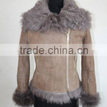 Russian Style women winter lamb shearling leather coat