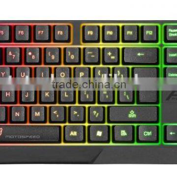 USB 7 colors colorful LED Illuminated Ergonomic Backlight Gaming Wired Keyboard for Laptop PC