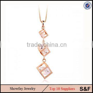 Three Bead Pendant Fashion Zircon Gold Necklace Designs In 3 Grams