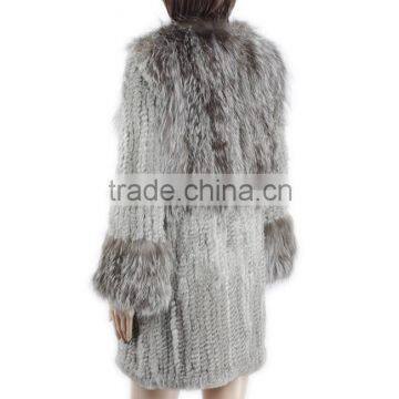 High Quality Knitted Fur Coat With Rabbit/silver Fox Fur/high Fashion Fur Style for Ladies KZ150105 photo-2