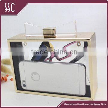 Clear acrylic clutch bag evening handbag with chain strap