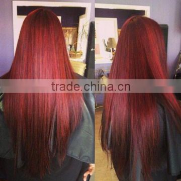 Wine Red Color Ombre Synthetic Wig , Heat Resistant Fiber