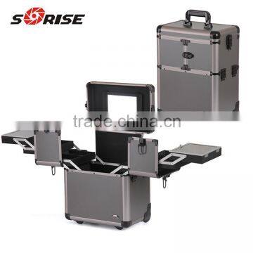 New Rolling Aluminum makeup case Sunrise empty Cosmetic case