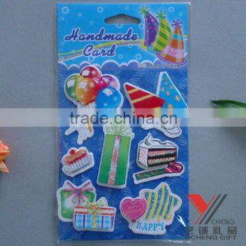 glitter 3D handmade sticker for birthday decoration