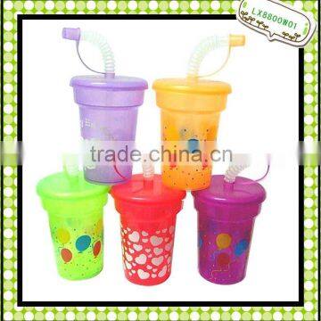 Plastic Cups with Straw and lid ,7oz straw cups Kid plastic Straw cups