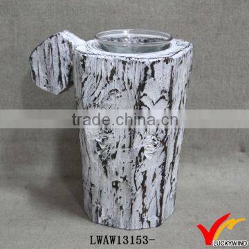 white wash water pot design shabby crafted wood christmas tealight holder