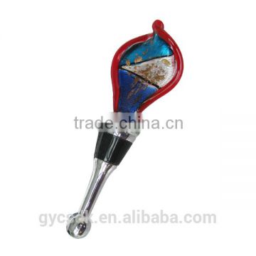 Gold Sand and Silver Foil Colorful Murano Glass Wine Stopper for Lady Gifts