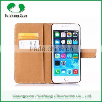 Stitching mobile phone wallet PU flip leather cell phone case cover for iphone 6/ 6 plus with card slots stand function