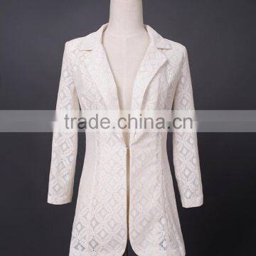 L020 Custom Design Lace Blazer Womens Long Blazer Jacket Wholesale