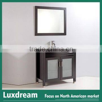 36'' modern single bathroom vanity set with tempered glass top