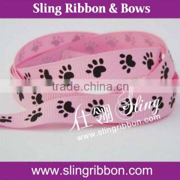 Good Quality Paw Print Grosgrain Ribbon