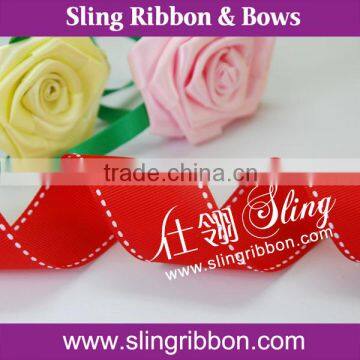 1.5 inch Red Grosgrain Stitched Ribbon