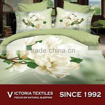 white big flower pattern double comforter bedding set 3D
