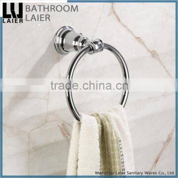 15632 Hot selling factory zinc alloy wall mounted tube chrome plated bathroom accessory set towel ring