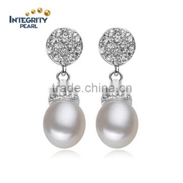 Freshwater real pearl earring AAA drop 8-9mm women pearl earring jewel