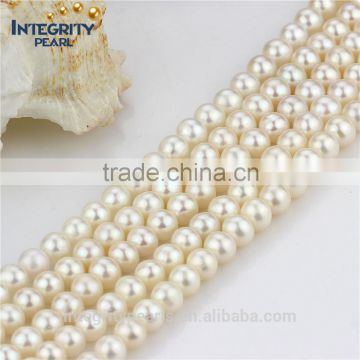 Decoration round white pearl strand 8mm AA+ freshwater natural pearl strand