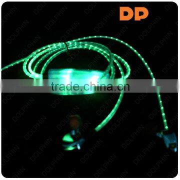 Visible Flowing Customized Logo Music LED Earphone Light Up Cable With Mic