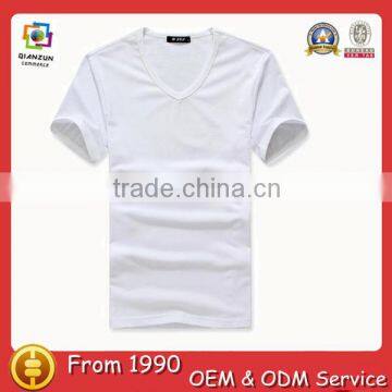 v-neck cotton t-shirts blank men wholesale plain white t-shirts