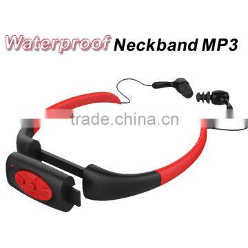 2016 Waterproof MP3 Music Player IPX8 4GB Swimming Running Surf Underwater Sports Neckband Mp3 with FM Radio Earphone