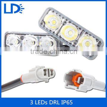 Factory selling waterproof 12v white 3 LEDs Daytime Running Light LED DRL