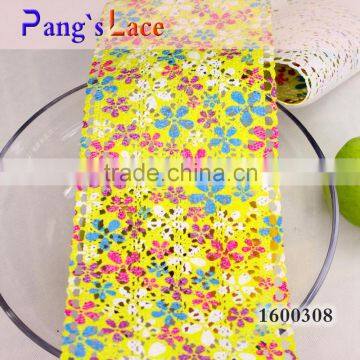 Shoes material 100% cotton printing french tipping lace trim 1600308
