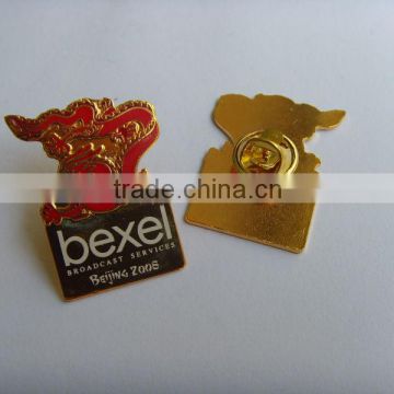 2014 Hot Sale Shiny Gold Custom Metal Pin Badge With Enamel