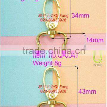 Bag accessories for metal gold snap hook swivel bolt hook