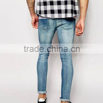 Men Brand Jeans Super Skinny Fit Distressed Denim Man Jeans Pant With Rip Knee Blue Country Jeans Price for Jeans(LOTA047) photo-3
