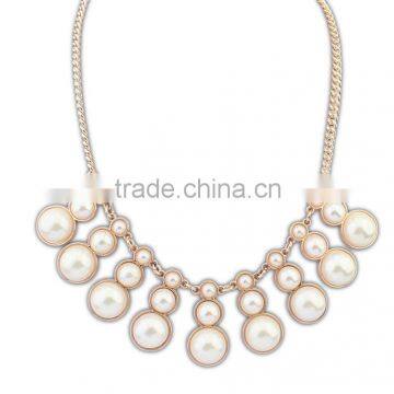 2014 fashion multi layer bead necklace ,gold long chain pearl necklace(AM-A1050)