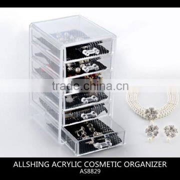 Wholesale six tiers acrylic drawer storage organizer for the acrylic makeup organizer/Acrylic Deco Cosmetic Organizer