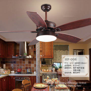 110-240v 18w orient wine wood blade ceiling fan with led light 3 color light