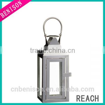 Chrome Silver 201Stainless Steel Home Lantern for Garden Decoration