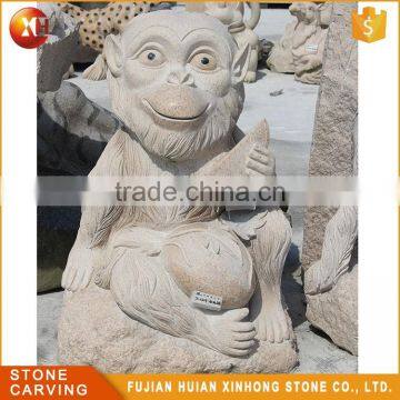 High Quality Cute Beautiful Granite Carving Garden Stone Monkey Statue