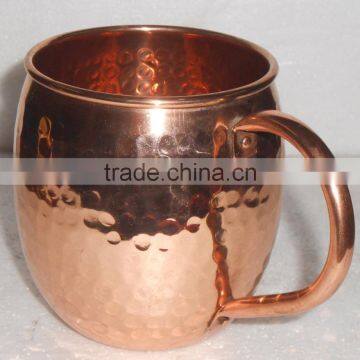 HAMMERED COPPER MOSCOW MULE MUGS WITH REVITED