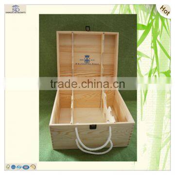 Custom Logo Hinge 6 Bottles Pine Wooden Wine Boxes photo-4