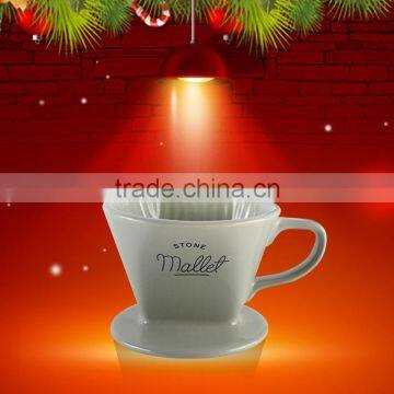 Factory wholesale Christmas promotional porcelain filter tool, ceramic cone coffee dripper