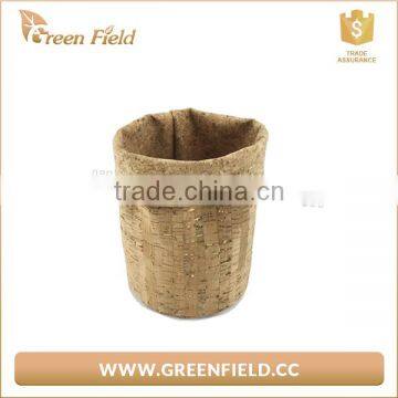 Cork Leather Basket Vegan Eco Friendly Cork Fabric Storage Organizer Bag photo-3