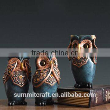 Three lovely owl polyresin antique owl statues