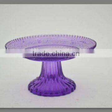 Custom Color Good Quality Wholesale Glass Candy Plate Embossed Transparent Glass Plate With Stand photo-4