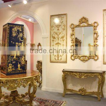 Gold Leaf Antique Marble Console Table For Home Decor Art photo-4