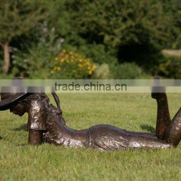 2017 Outdoor Decoration Lying Girl Bronze Sculpture Garden for Reading a Book photo-4