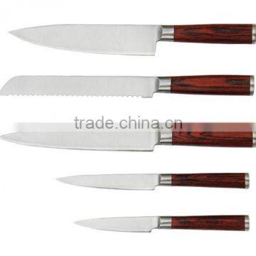 A3373 High Quality Cast Stainless Steel Bolster "V" Shape Ground Blade 5pcs Stainless Steel Knife Set photo-4