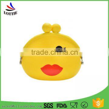 Promotional cartoon shape silicone coin bag food grade silicone coin wallet for kids