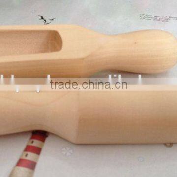 round wood flour scoop spoon