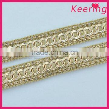 Hot sale fashion gold tape and gold metal clothing trim WTPE-075