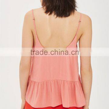 Custom Design Factory Price Bulk Fancy Sexy Girl Camisole Tops Pretty Peplum Hem